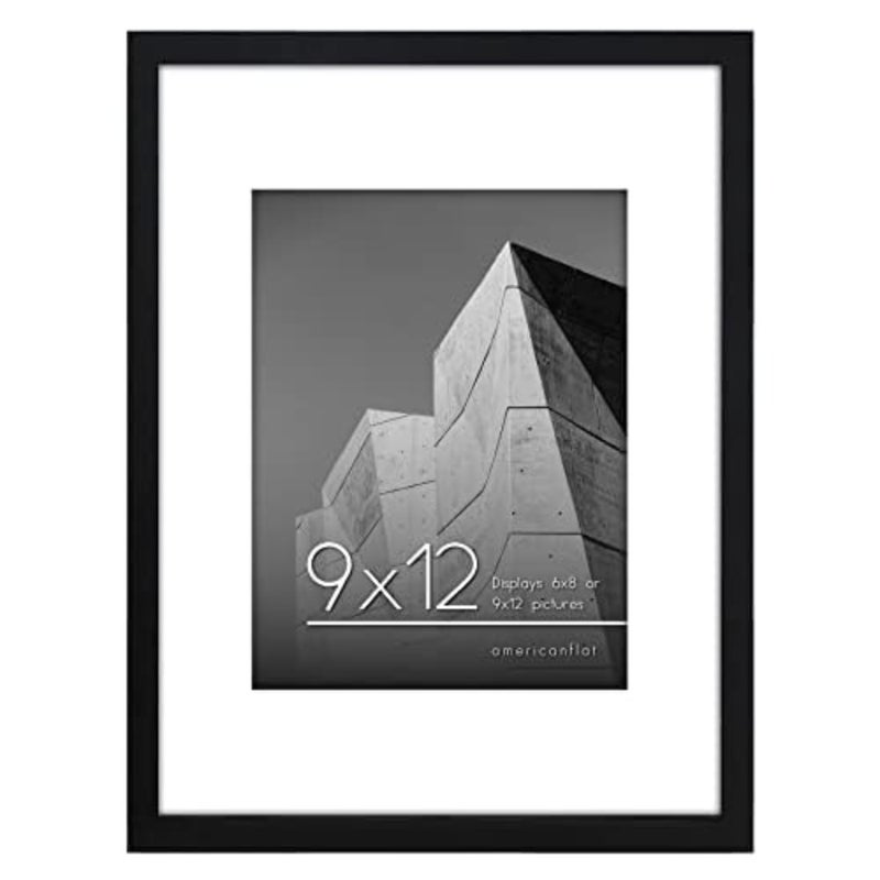 إطار صورة مقاس 9 × 12 مع زجاج مقاوم للكسر - يُستخدم كإطار مقاس 6 × 8 مع حصيرة أو إطار مقاس 9 × 12 بدون حصيرة - مجموعة مبسطة - إطار صور رفيع لعرض الحائط والطاولة - أسود - Image 3