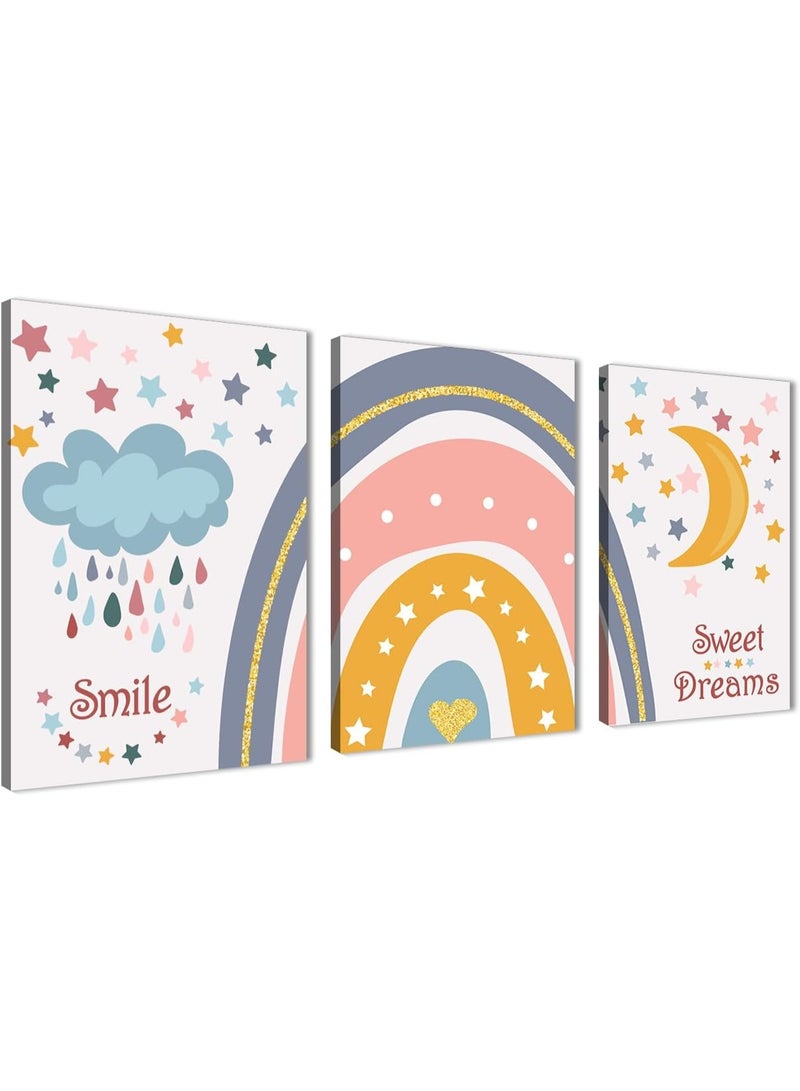 موان تابلوه حائط اطفال 3 قطع 30×40 سم لكل قطعة - سمك 30 مم - طباعة ديجيتال بطبقة UV - لاصق ذاتي سهل التركيب- خامات امنه - Image 1