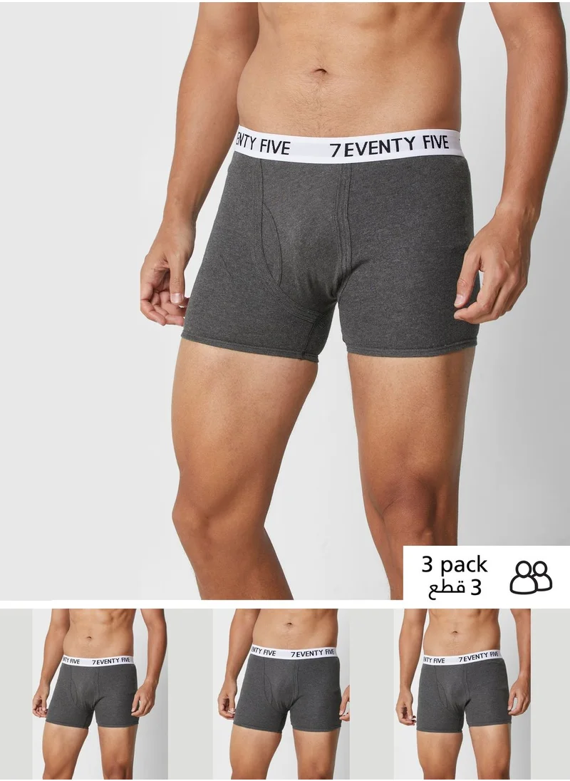 Seventy Five Basics 3 Pack Waist Band Trunks With Antibacterial Finish