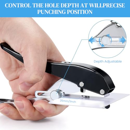 Serplex® Manual Hole Punch Kit Heavy Duty Spring Loaded Hole Punch, 10mm Hole Size, Maximum Thickness 1.2mm Punching Tool for Wooden Edge Bands, Plastic Sheets, Paper, with Drill & Drill Stop Collar - Image 5