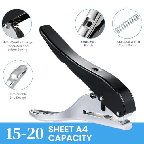 Serplex® Manual Hole Punch Kit Heavy Duty Spring Loaded Hole Punch, 10mm Hole Size, Maximum Thickness 1.2mm Punching Tool for Wooden Edge Bands, Plastic Sheets, Paper, with Drill & Drill Stop Collar - Image 3