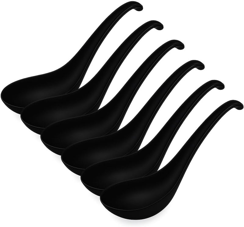 Kolibrox Asian Soup Spoons Set - Durable Melamine Spoon for Ramen, Miso, Japanese & Chinese Soups - Comfortable Grip, Dishwasher Safe & Long-Lasting - Perfect for Home & Restaurant Use | One Set/ 6PCS - Image 1