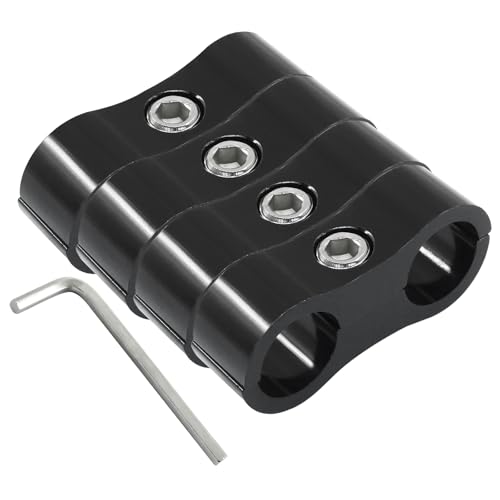 Moicstiy 4 Pcs 6AN Hose Separator Clamp, AN6 Fuel line Mounting Clamps, Black Aluminum Hose Fitting Adapter - Image 1