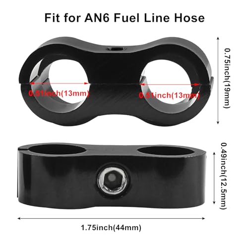 Moicstiy 4 Pcs 6AN Hose Separator Clamp, AN6 Fuel line Mounting Clamps, Black Aluminum Hose Fitting Adapter - Image 4