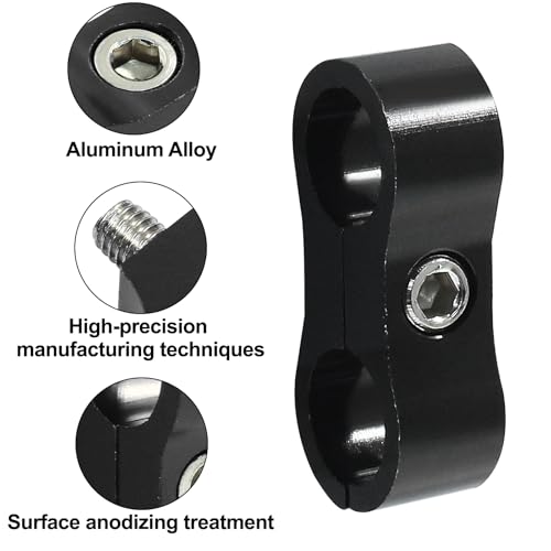 Moicstiy 4 Pcs 6AN Hose Separator Clamp, AN6 Fuel line Mounting Clamps, Black Aluminum Hose Fitting Adapter - Image 2
