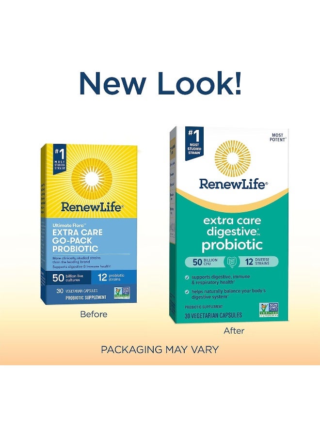 بروبيوتيك رينيو لايف للبالغين، مضمون 50 مليار وحدة تشكيل مستعمرة، عبوة إكسترا كير جو-باك، مكمل بروبيوتيك لصحة الجهاز الهضمي والجهاز المناعي، آمن على الرف، خالٍ من الغلوتين ومنتجات الألبان والصويا، 30 كبسولة - Image 2