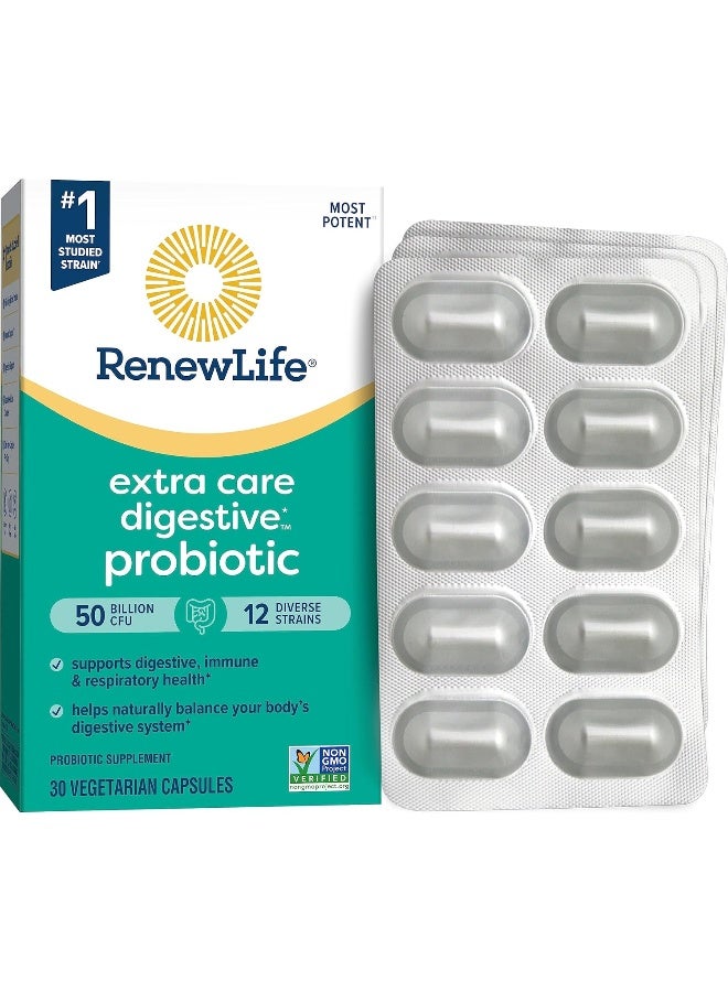 بروبيوتيك رينيو لايف للبالغين، مضمون 50 مليار وحدة تشكيل مستعمرة، عبوة إكسترا كير جو-باك، مكمل بروبيوتيك لصحة الجهاز الهضمي والجهاز المناعي، آمن على الرف، خالٍ من الغلوتين ومنتجات الألبان والصويا، 30 كبسولة - Image 1