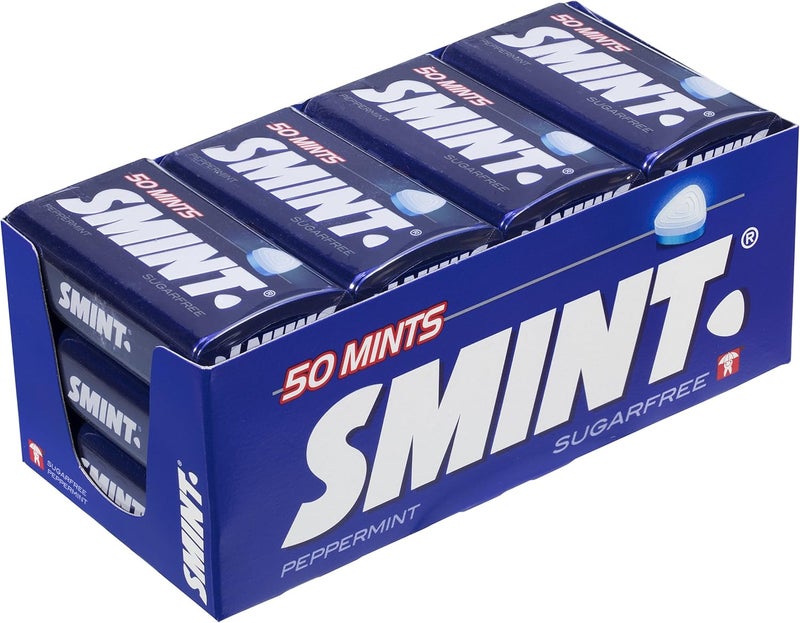 Smint XL Peppermint - Extra-large sugar-free mints - Long-lasting freshness anytime and anywhere - Gluten-free and vegan, 12-tin multipack (50 mints per tin) - Image 2
