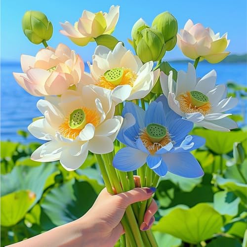 Ficoszo 60pcs Mix Bonsai Lotus Seeds for Planting in Water Bowl Lotus Seed Water Lilys Flower Plant for Ponds and Gardens - Image 3