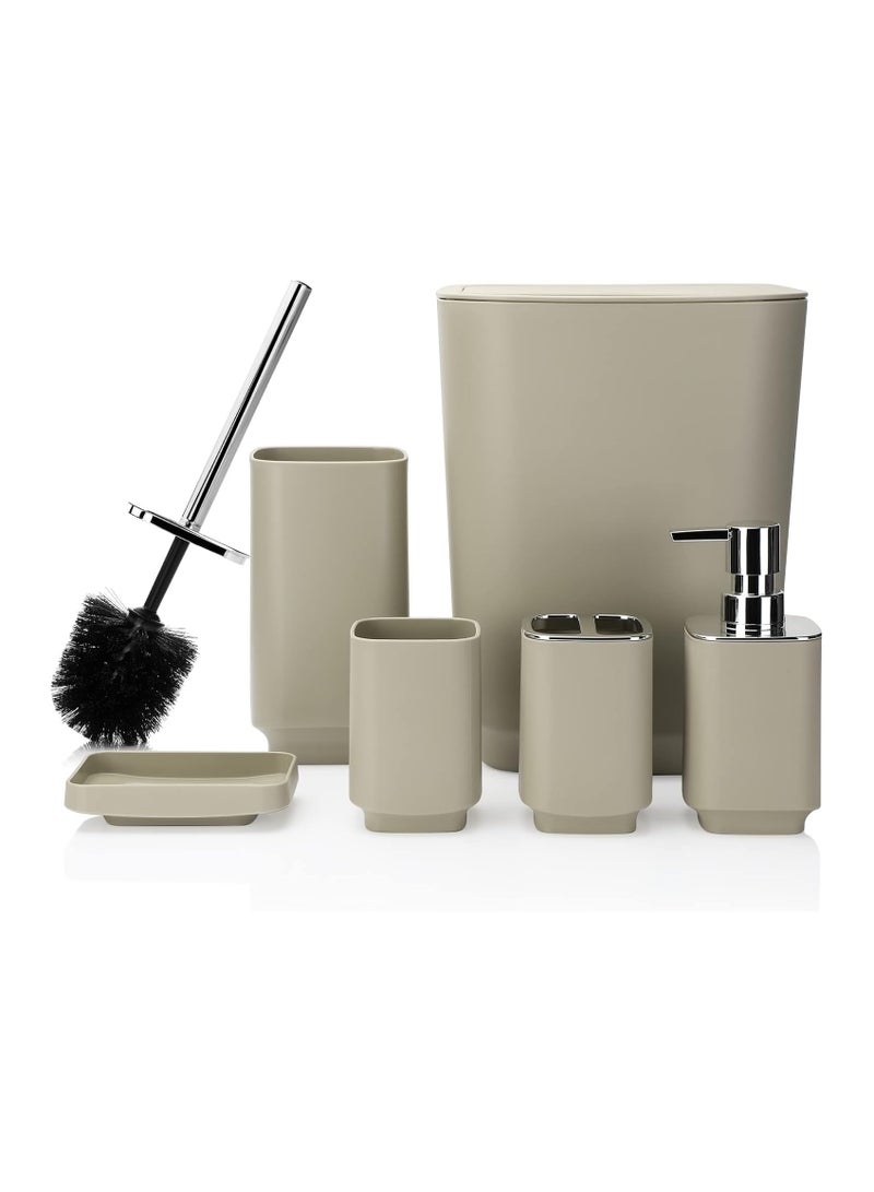 6 Piece Bathroom Accessories set Beige  - Image 1