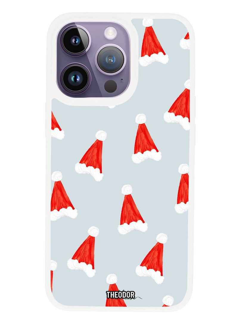 Theodor Protective Case Anti Scratch Shock Proof Cover For APPLE IPHONE 14 PRO Christmas Caps (White Bumper) - Image 1