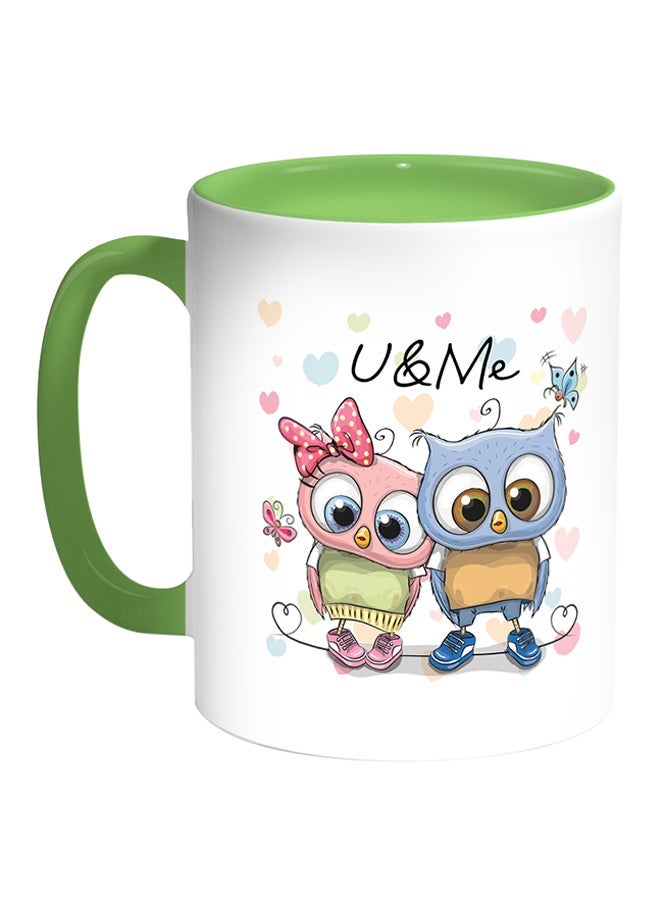 U & Me Printed Coffee Mug White/Green 11ounce