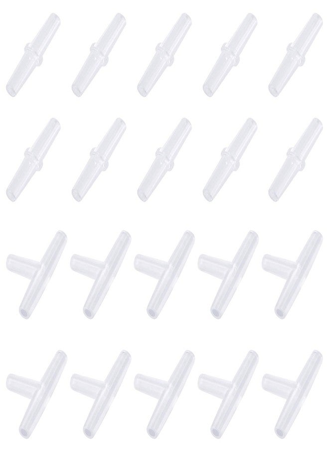 باوفلي مجموعة Pawfly من 20 وصلة صمام هواء لحوض السمك، أنبوب بلاستيكي أبيض داخلي، ثلاثي الاتجاهات على شكل حرف T ومستقيم - Image 1