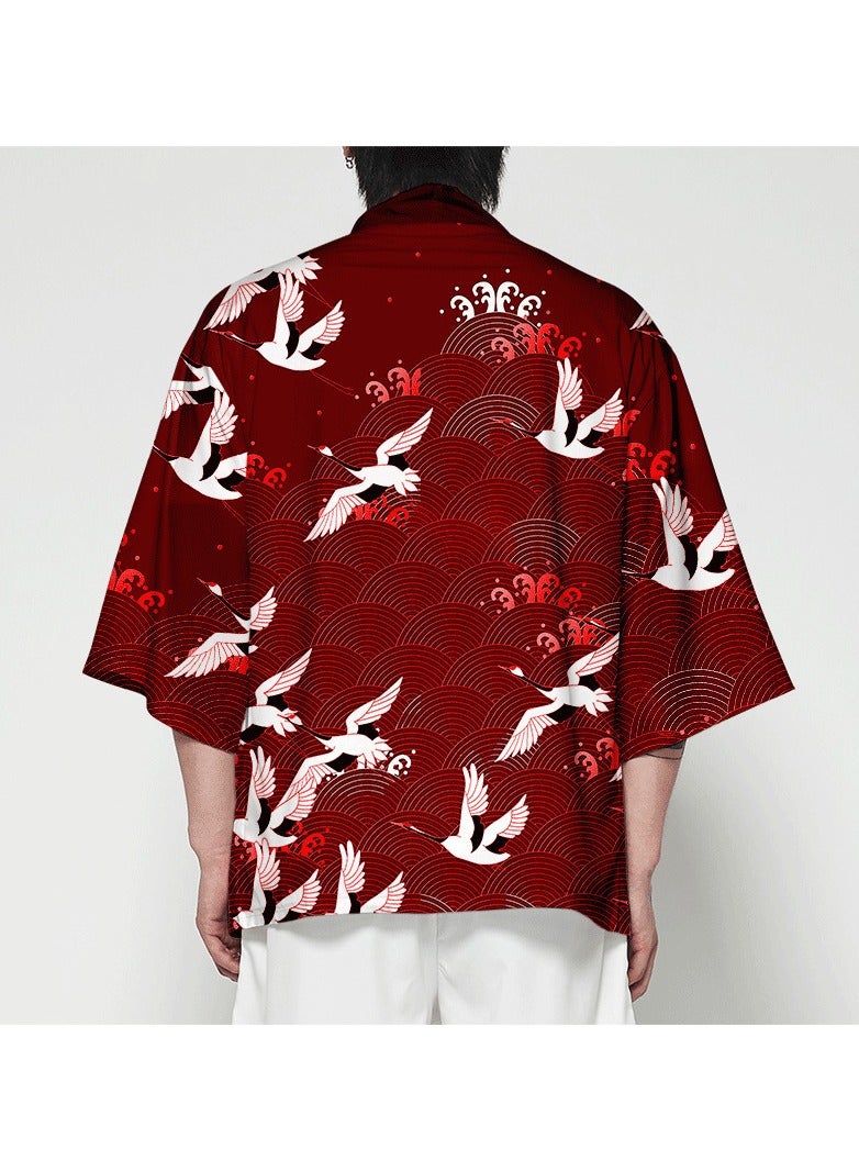 Loquat New China-Chic Element 3D Printing Cardigan Loose Men's Cape - Image 1