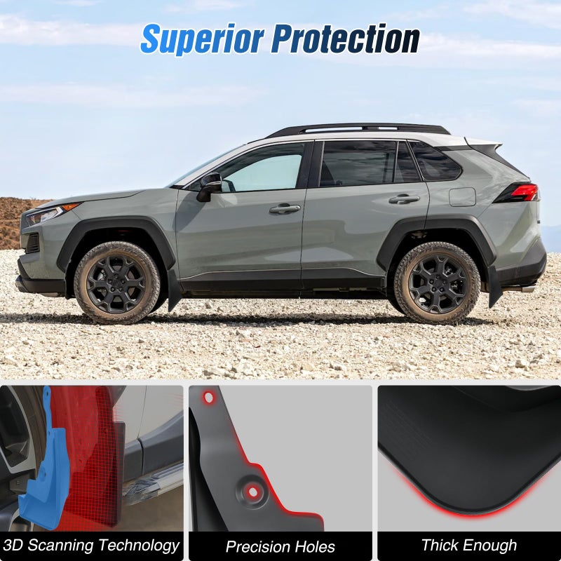 Nilight Mud Flaps for Toyota RAV4 2019 2020 2021 2022 2023 2024 2025, Easy Installation Precision Fit Exterior Accessories Heavy-Duty Splash Guards Protection, Front & Rear Set - Image 3