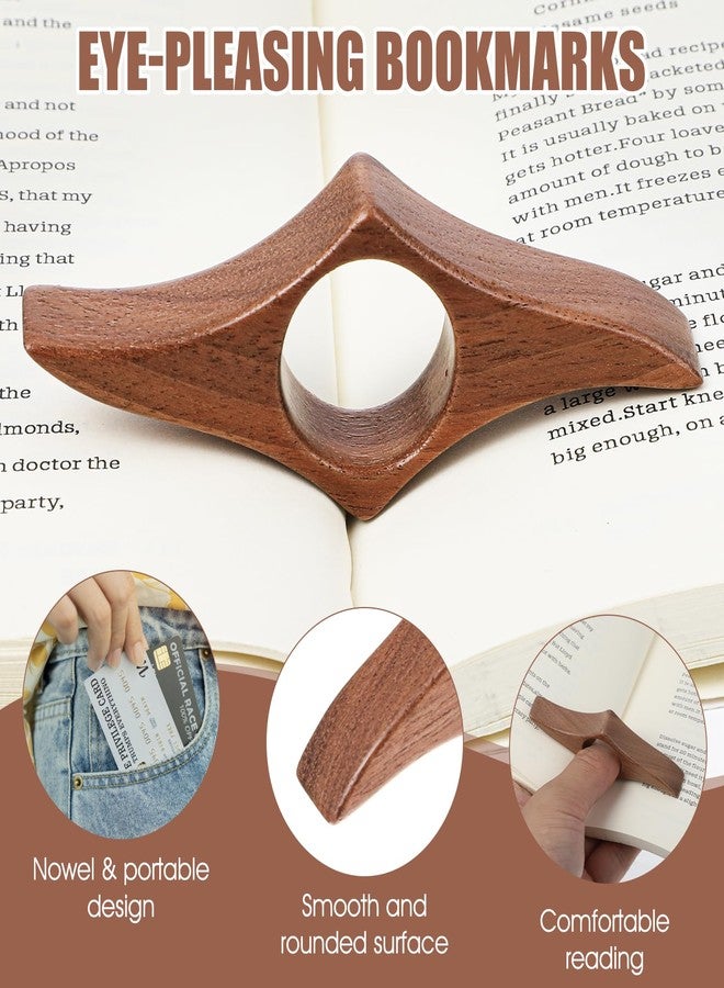 Nogeqi Thumb Book Page Holder, Handmade Natural Walnut Book Opener Holder, Reading Gifts for Books Lovers Readers Bookworm Reading Accessories, Medium - 0.87inch - Image 2