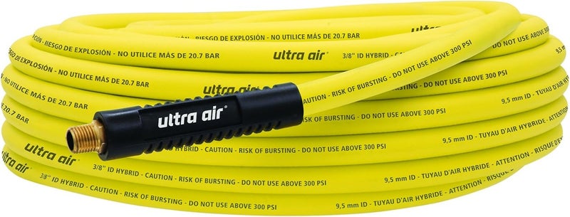 Amflo Ultra Hybrid Air Hose 3/8" x 50' - Non-Kinking, 300 PSI, Yellow - Image 1