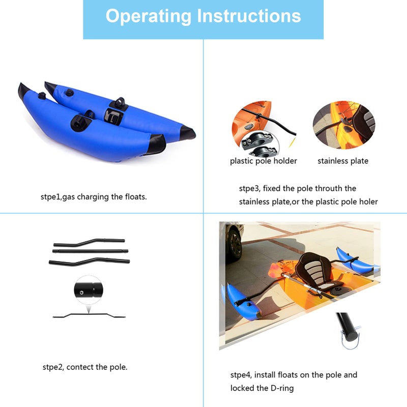 DAUERHAFT Kayak Outrigger Stabilizer , Portable PVC Higher Stability Kayak Outrigger Kit , Three Colours to Choose Inflatable Kayak Stabilizer , Easy to Install , for Floating Balancing Boat - Image 2