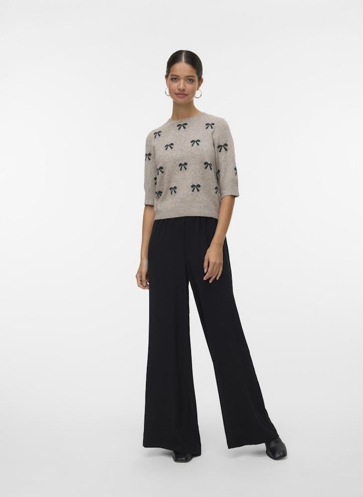 VERO MODA Casual 2/4 Crew Neck Knit Pullover - Image 4