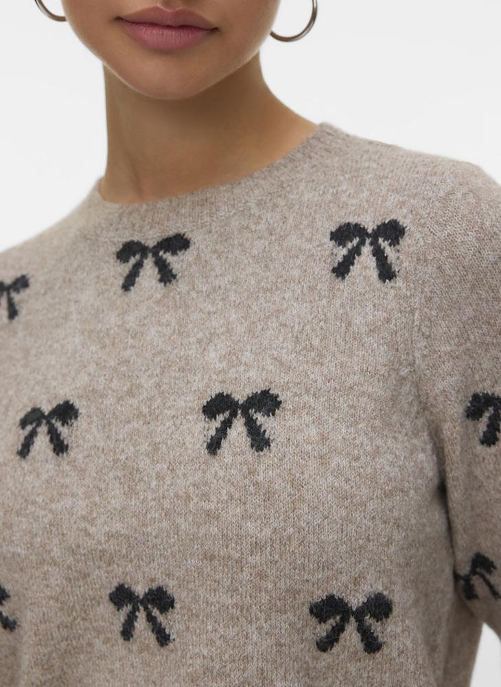 VERO MODA Casual 2/4 Crew Neck Knit Pullover - Image 3