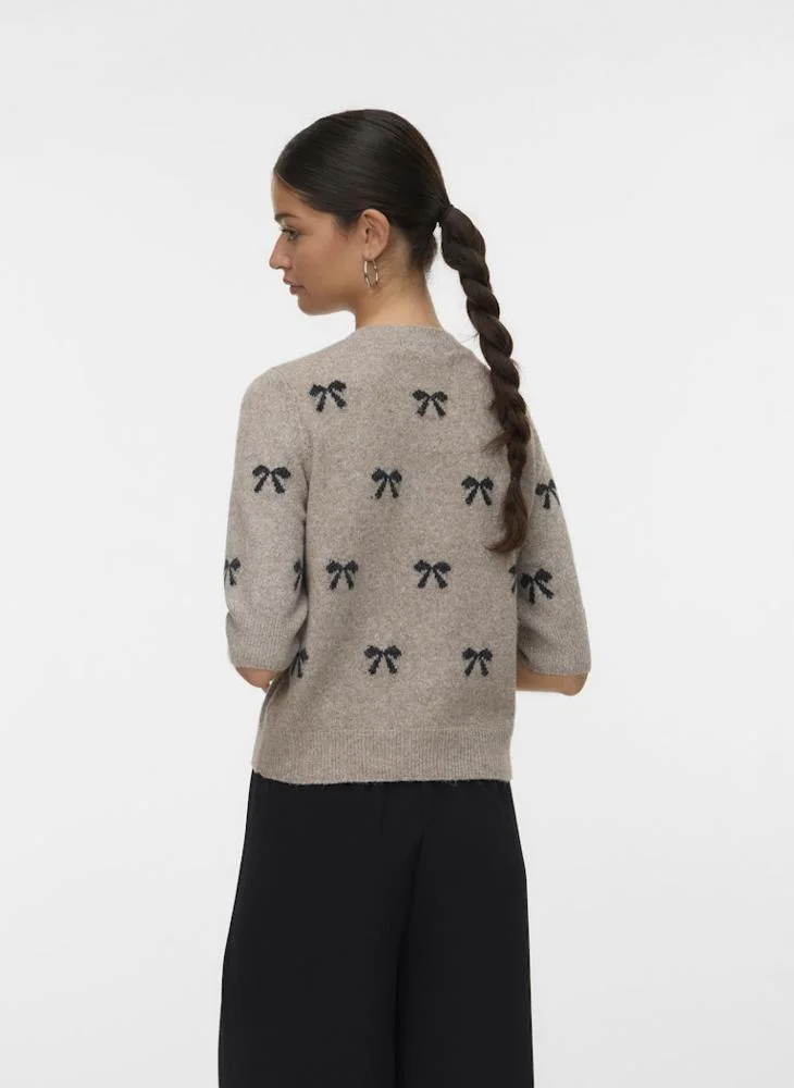 VERO MODA Casual 2/4 Crew Neck Knit Pullover