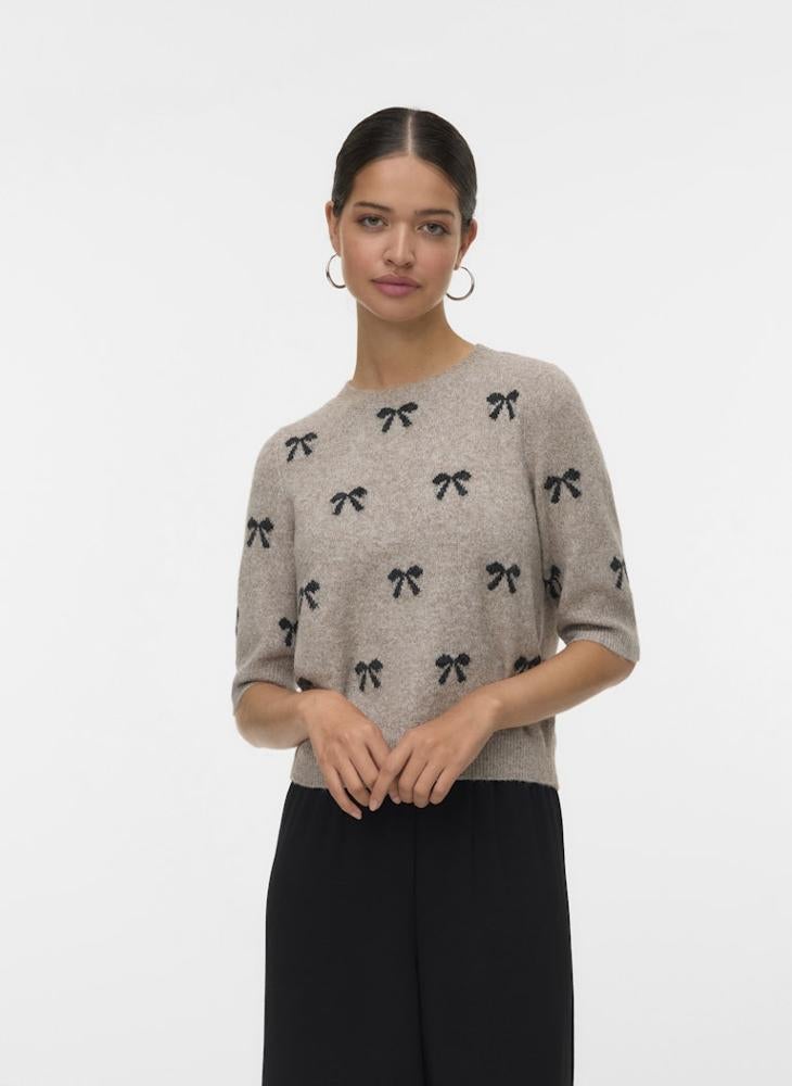 VERO MODA Casual 2/4 Crew Neck Knit Pullover - Image 1