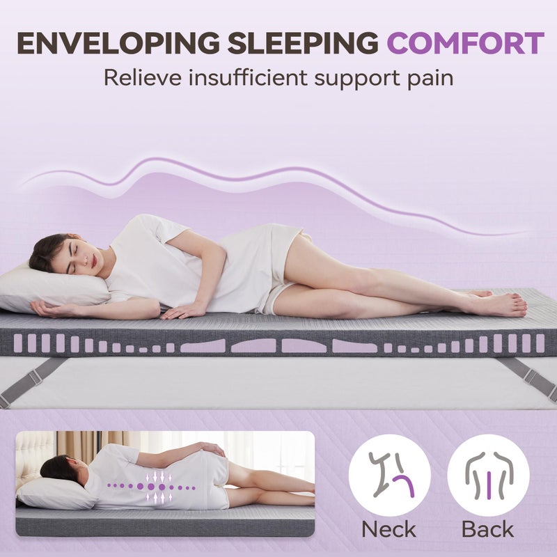 BDEUS 3 inch Firm to Extra Firm Memory Foam Mattress Topper Twin Size for Big Guys, Supportive Mattress Pad for Back Pain Relief, Firm Foam Bed Topper with Senior Grey Cover, CertiPUR-US Certified - Image 5