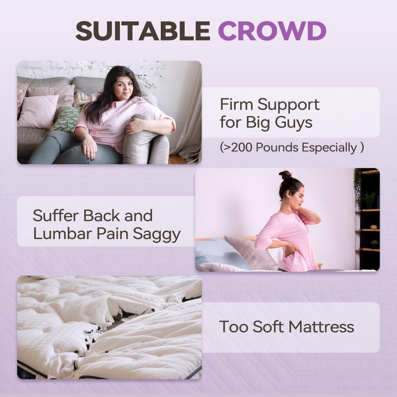 BDEUS 3 inch Firm to Extra Firm Memory Foam Mattress Topper Twin Size for Big Guys, Supportive Mattress Pad for Back Pain Relief, Firm Foam Bed Topper with Senior Grey Cover, CertiPUR-US Certified - Image 4