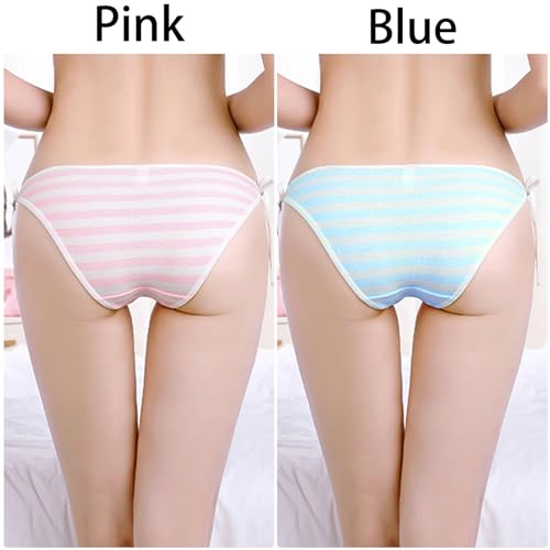 YOMORIO TOMORI Hot Cute Japanese Style Blue&pink Stripe Panties Bikini Cosplay Cotton Underwear (Lace) Medium - Image 3