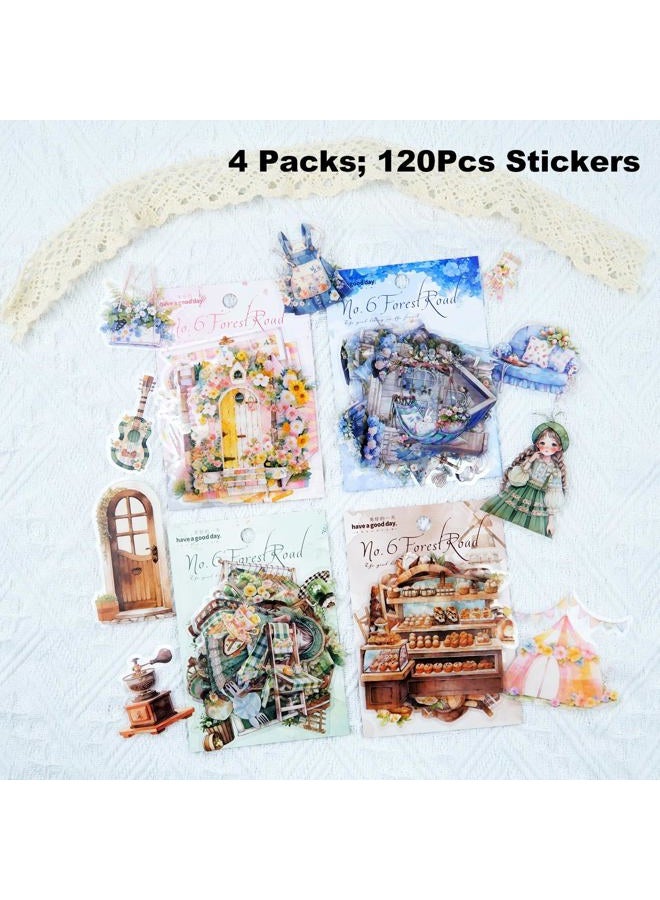 AuriicLeaf Daily Life PET Sticker Set, 120Pcs Cottagecore Stickers for Scrapbooking, Journaling, DIY Crafts and Planner Supplies - Image 2