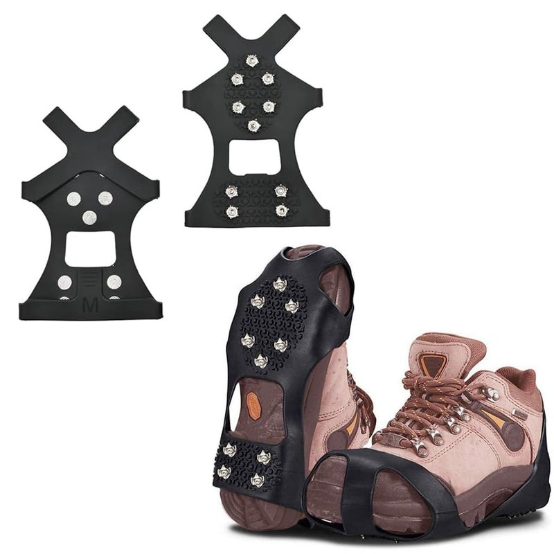 GUSTAVE ® Spikes Crampons, Ice Cleats for Shoes and Boots, Upgraded Version Stainless Steel Anti-Slip Grippers Shoe Spikes Grips Traction for Hiking Shoes and Boots, Hiking, Fishing Walking, M(34-39) - Image 1