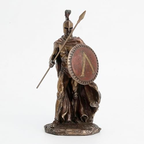 Veronese Design Veronese 9 7/8 Inch Leonidas Spartan King with Spear and Shield Cold Cast Resin Antique Bronze Sculpture - Image 2