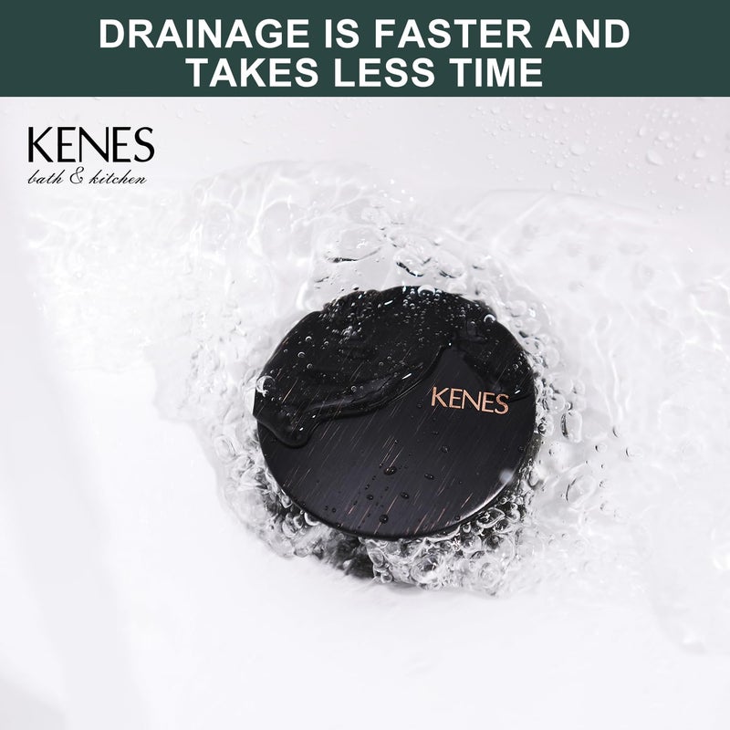 KENES Oil Rubbed Bronze Pop Up Bathroom Sink Drain with Overflow, Lavatory Bathroom Vanity Sink Drain Stopper, Sink Drain Assembly with Overflow Anti Clog Pop Up Drain - Image 5