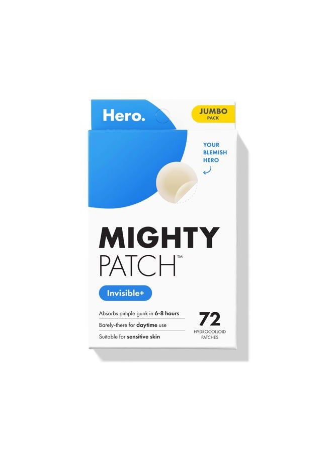 Mighty Patch ™ Invisible+ Patch – The Barely-There Daytime Hydrocolloid Acne Pimple Patch for Covering Zits and Blemishes, Tapered Edges Designed to Blend Into Skin (72ct) - Image 1