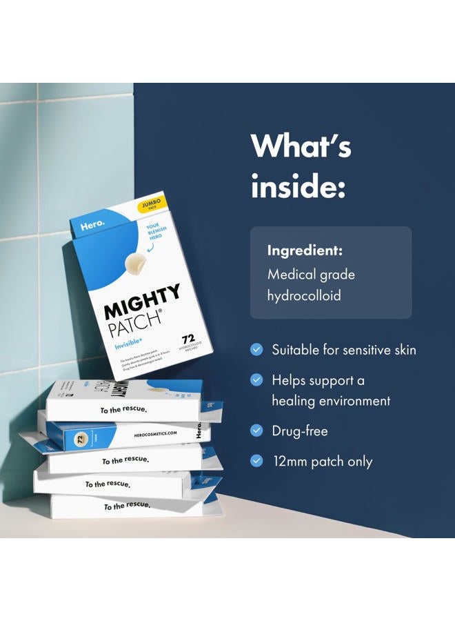 Mighty Patch ™ Invisible+ Patch – The Barely-There Daytime Hydrocolloid Acne Pimple Patch for Covering Zits and Blemishes, Tapered Edges Designed to Blend Into Skin (72ct) - Image 5