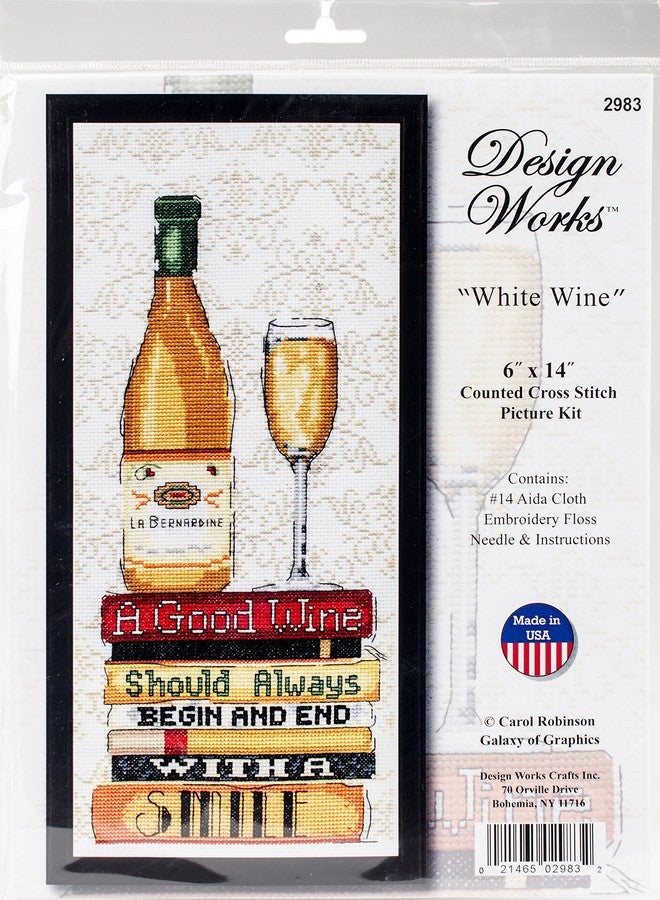 DesignWorks Ink Design Works Crafts White Wine, 6 x 14 Counted Cross Stitch Kit - Image 1