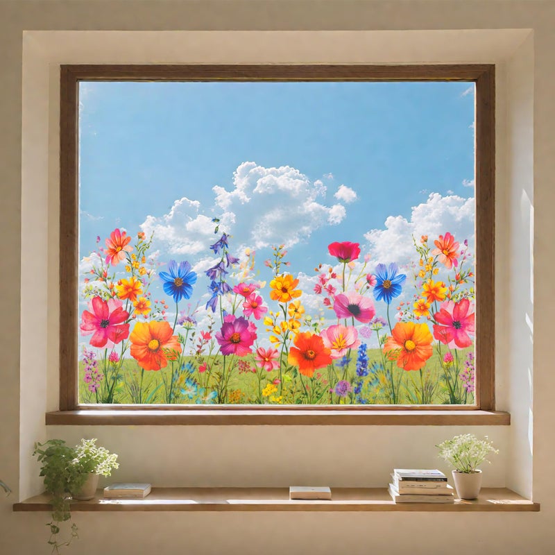 NYEONHRT 2-Pack Window Decals for Glass Windows, Removable Flower Window Clings, Double-Sided Freely Cut-to-Size Bouquet Decor for Home and Office C - Image 4