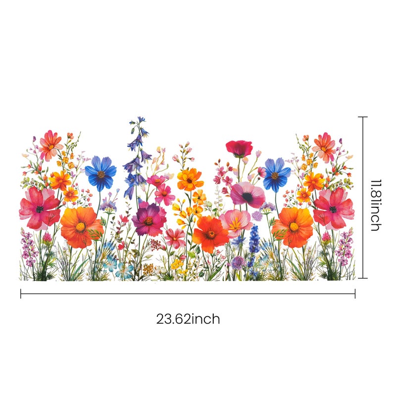 NYEONHRT 2-Pack Window Decals for Glass Windows, Removable Flower Window Clings, Double-Sided Freely Cut-to-Size Bouquet Decor for Home and Office C - Image 3