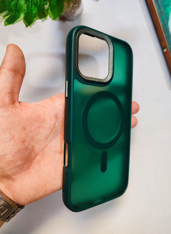 Matte Magnetic Back Case For Iphone 16 Pro Max, Slim Hard Shockproof Scratch Resistant Cover, Compatible With MagSafe And Wireless Charger, Camera Lens Protection, Lightweight, Stylish Design For Men, Women, And Youth For Iphone 16 Pro Max - Dark Green - Image 4