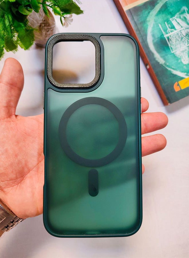 Matte Magnetic Back Case For Iphone 16 Pro Max, Slim Hard Shockproof Scratch Resistant Cover, Compatible With MagSafe And Wireless Charger, Camera Lens Protection, Lightweight, Stylish Design For Men, Women, And Youth For Iphone 16 Pro Max - Dark Green - Image 1