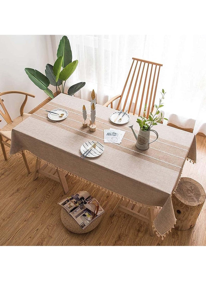 general Square tablecloth waterproof embroidery farmhouse style - dustproof table cover heavy-duty rural with embedded table slide, outdoor table cover grid tablecloth 55x55 inches - Image 2