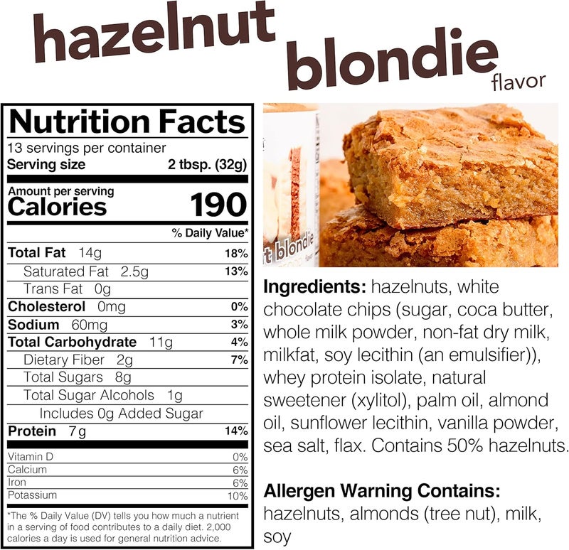 nuts'n more Nuts 'N More Hazelnut Blondie Spread - High Protein, Low Carb, Gluten Free Nut Butter (15oz Jar) - Image 2