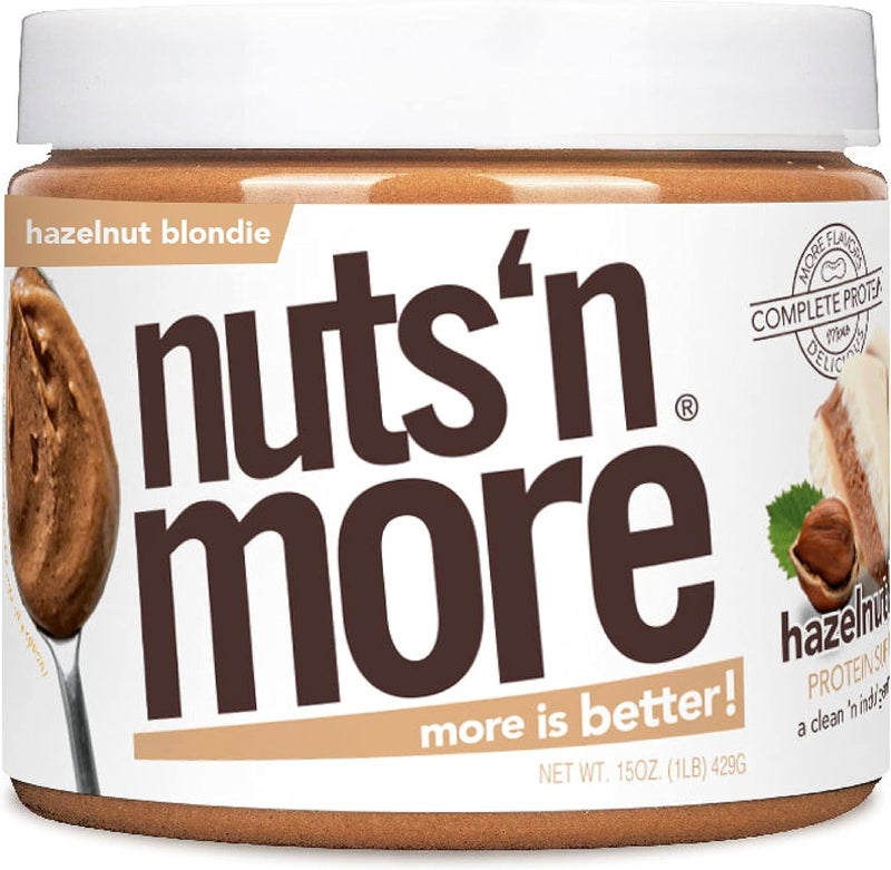 nuts'n more Nuts 'N More Hazelnut Blondie Spread - High Protein, Low Carb, Gluten Free Nut Butter (15oz Jar) - Image 1