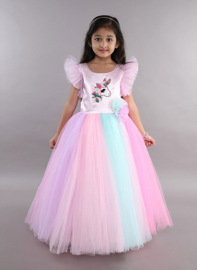 PinkChick فستان غون وردي وحيد القرن للفتيات - Image 1