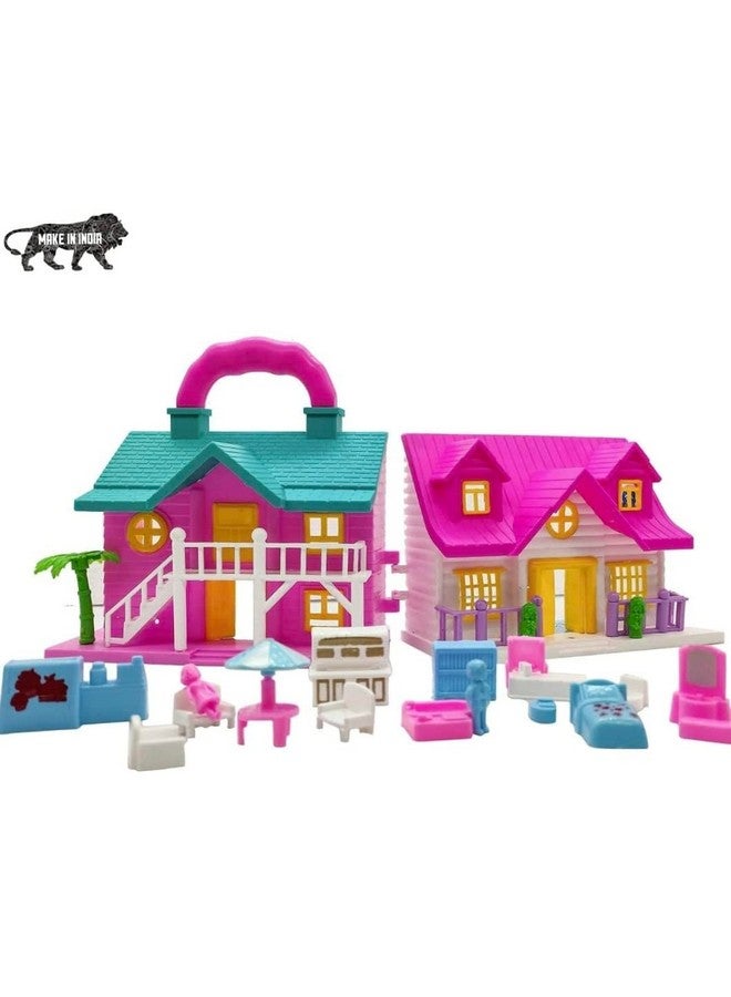 بيبي جو مجموعة بيت الدمية "دريم فاني هاوس" من بيبي جو، للأولاد والبنات | مجموعة ألعاب تظاهرية | متعددة الألوان، صنع في الهند (مجموعة بيت الدمية من ١٩ قطعة) - Image 1
