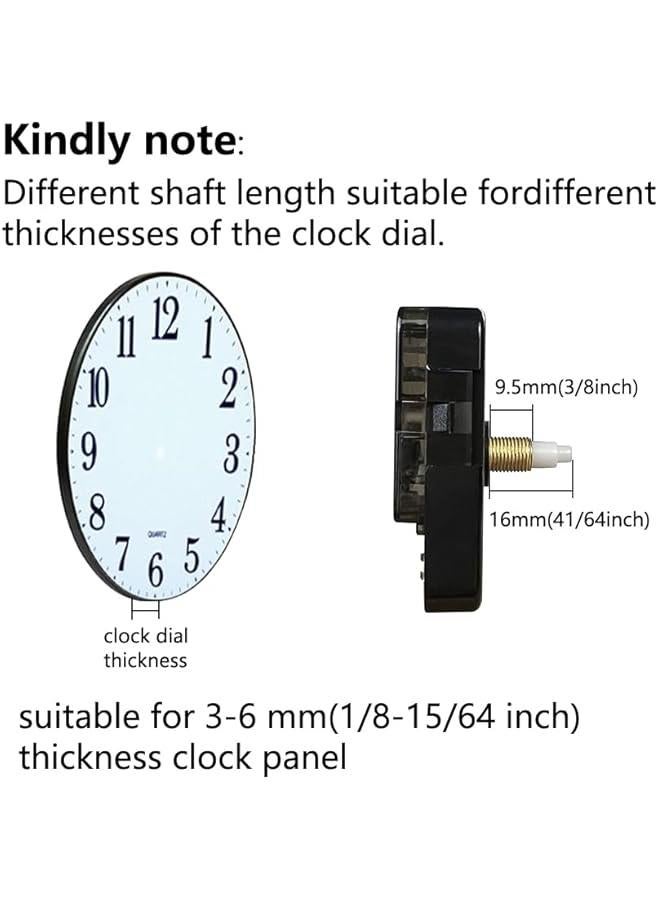 Clock Mechanism Replacement,Quartz Battery Operated Movement Silent DIY Wall Clock Repair Parts Replacement Shaft Lengths 16mm(41/64inch) - Image 3