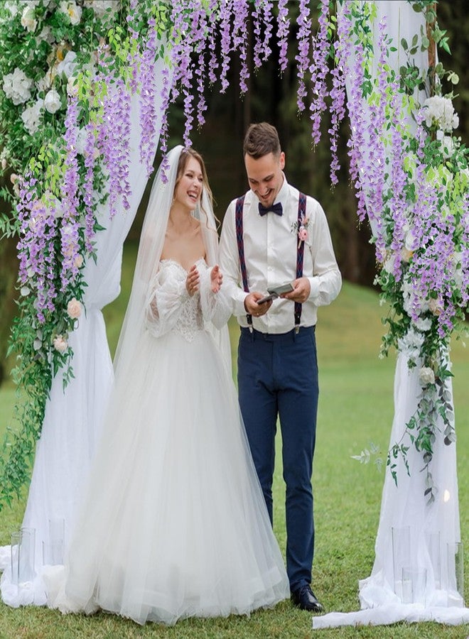 ZEBMOON 24 Pack Light Purple Wisteria Hanging Flowers, Light Purple 3.77 Ft Fake Hanging Flowers, Light Purple Artificial Wisteria Garland, Wisteria Flower Vines, Wisteria Garland for Backdrop Wedding Decor - Image 5
