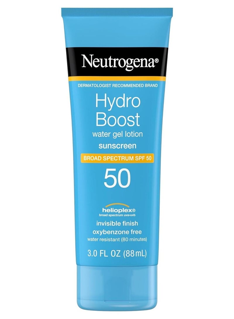 Neutrogena Hydro Boost Moisturizing Water Gel Sunscreen Lotion with Broad Spectrum SPF 50, Water-Resistant & Non-Greasy Hydrating Sunscreen Lotion, Oil-Free 3 fl. ozFluid Ounce - Image 1