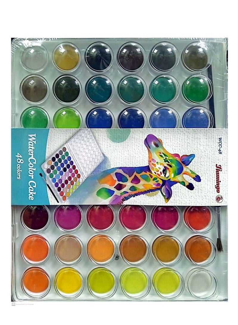 Flamingo 48-Pieces Water Color Cake Multicolor - Image 2