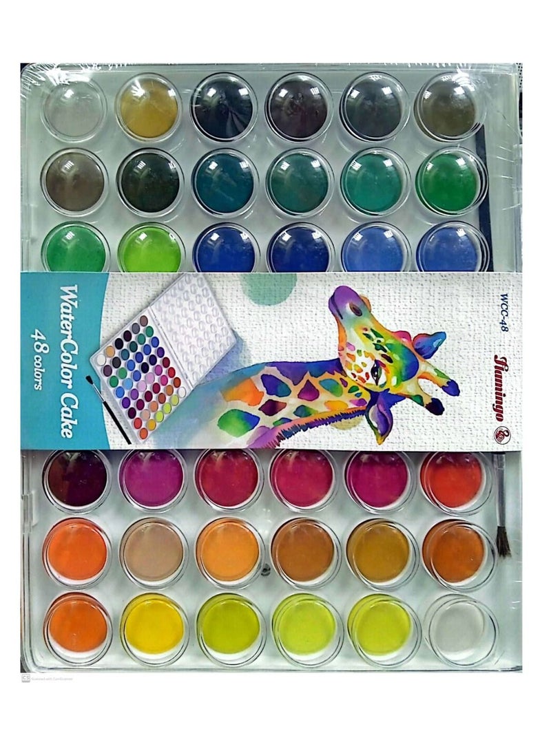 Flamingo 48-Pieces Water Color Cake Multicolor - Image 1